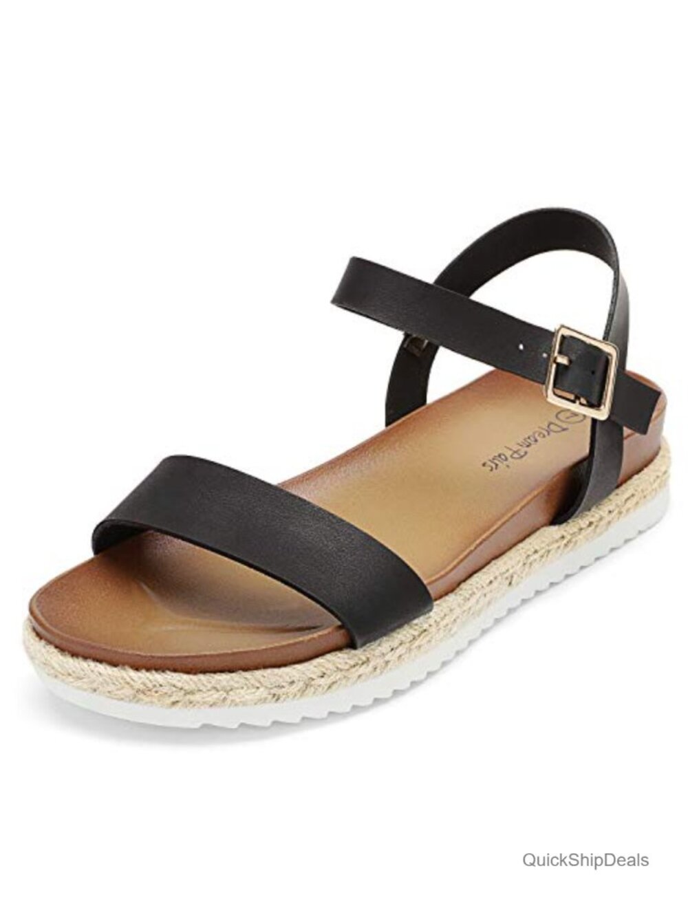 Espadrille Flatform Wedge Sandals with Ankle Strap and Cushioned Footbed